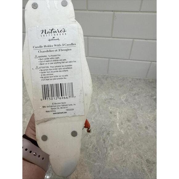 Hallmark Natures Sketchbook Marjolein Bastin Christmas JOY Santa Candle Holder - Picture 2 of 7